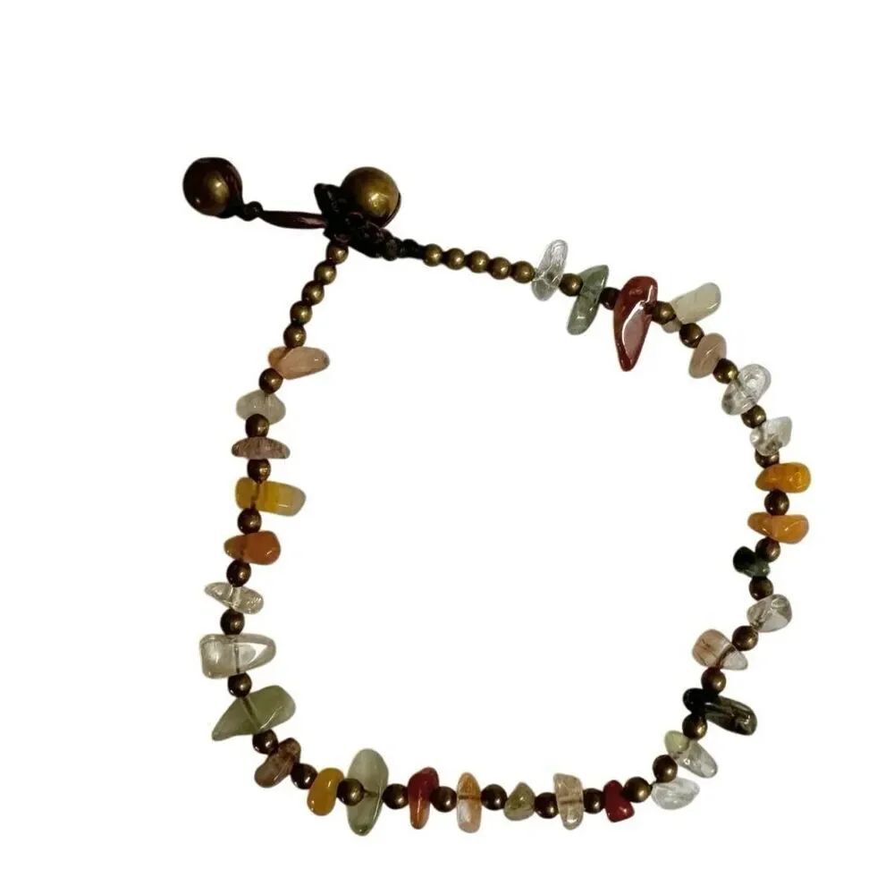 Natural stone chip beaded bracelet